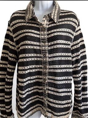 We The Free Black and white Striped Button-Front Cardigan